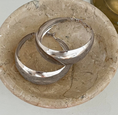 Wide Silver Hoop Earrings Big Large Silver Tone Hoop Earrings for Women