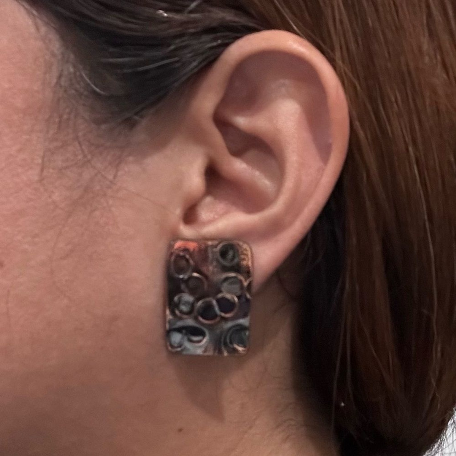 Copper and Black Textured Earrings