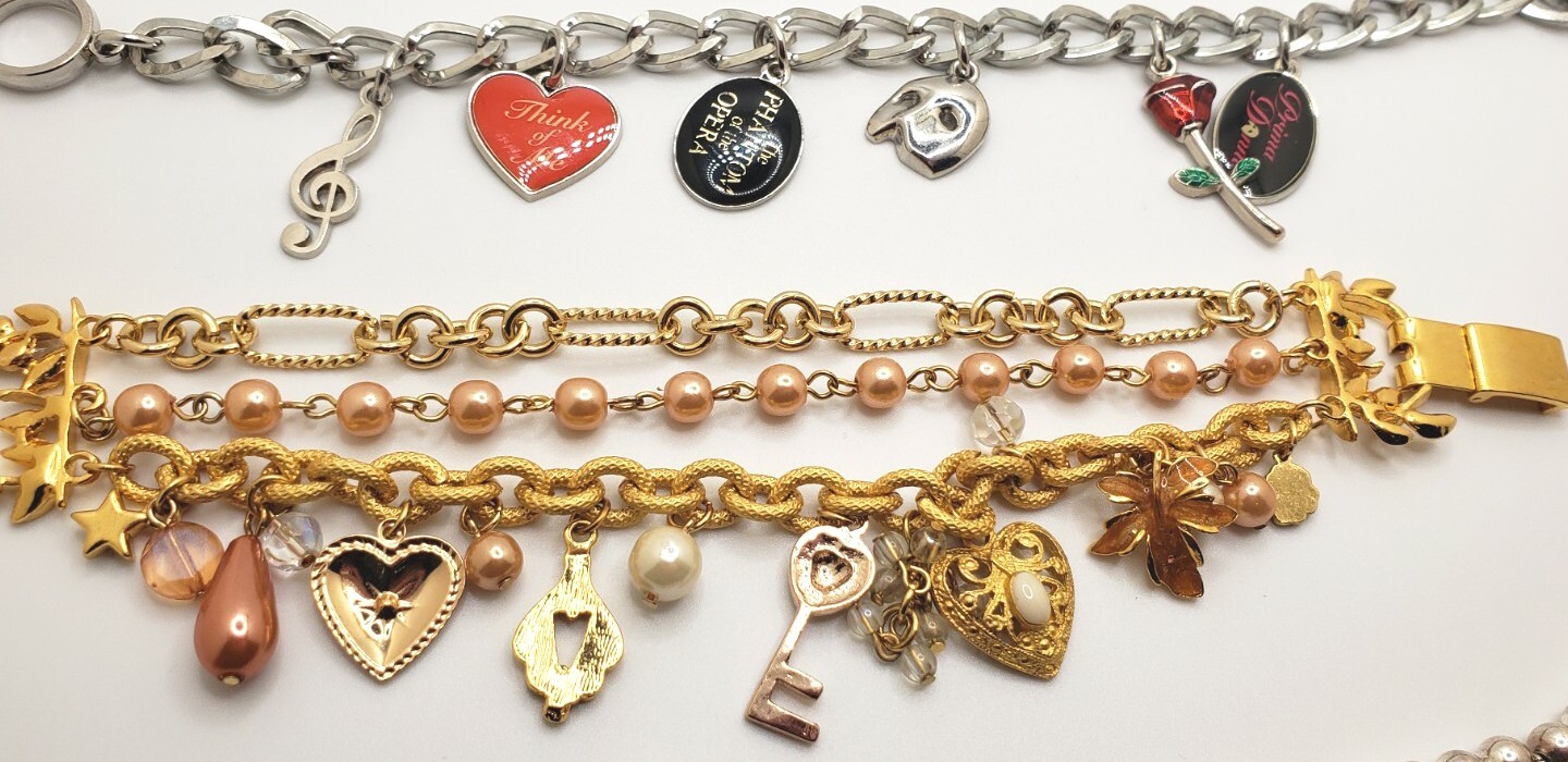 Bundle Charm Bracelets 7 Pre-own Varies sizes. Good Condition See Photos @RK