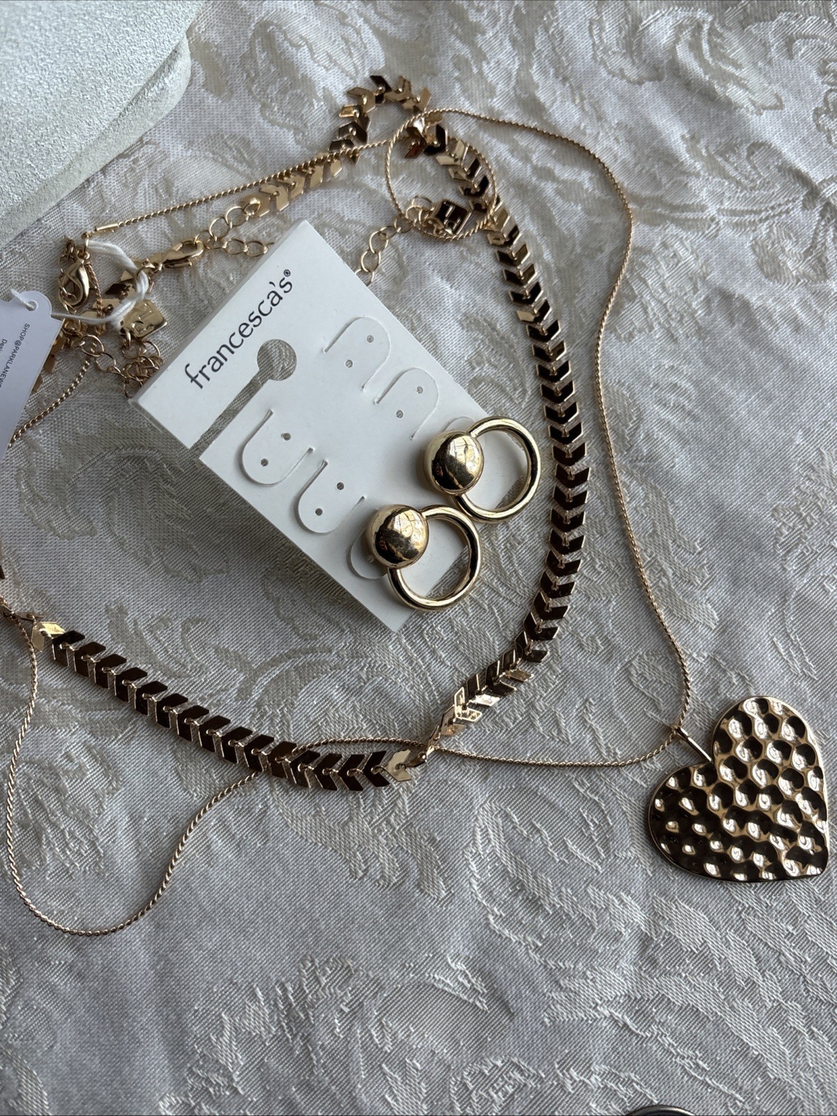 Park Lane Fairytale Double Tier Necklace 16” & 22” Gold Tone Heart & Francesca