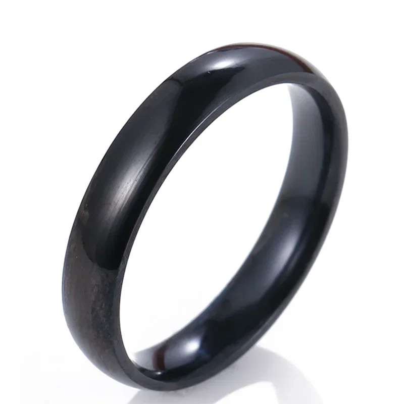 Stainless Steel Smooth Round Ring Women Classic Circular Band Adjustable Jewelry