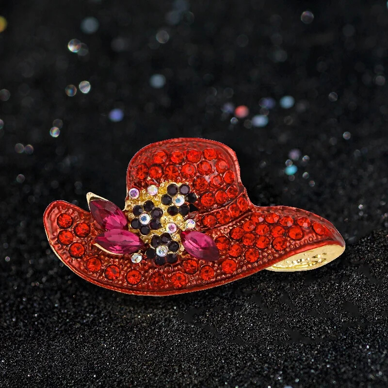 Vintage Rhinestone Hat Luxury Brooches Women Clothing Suit Accessories Corsage