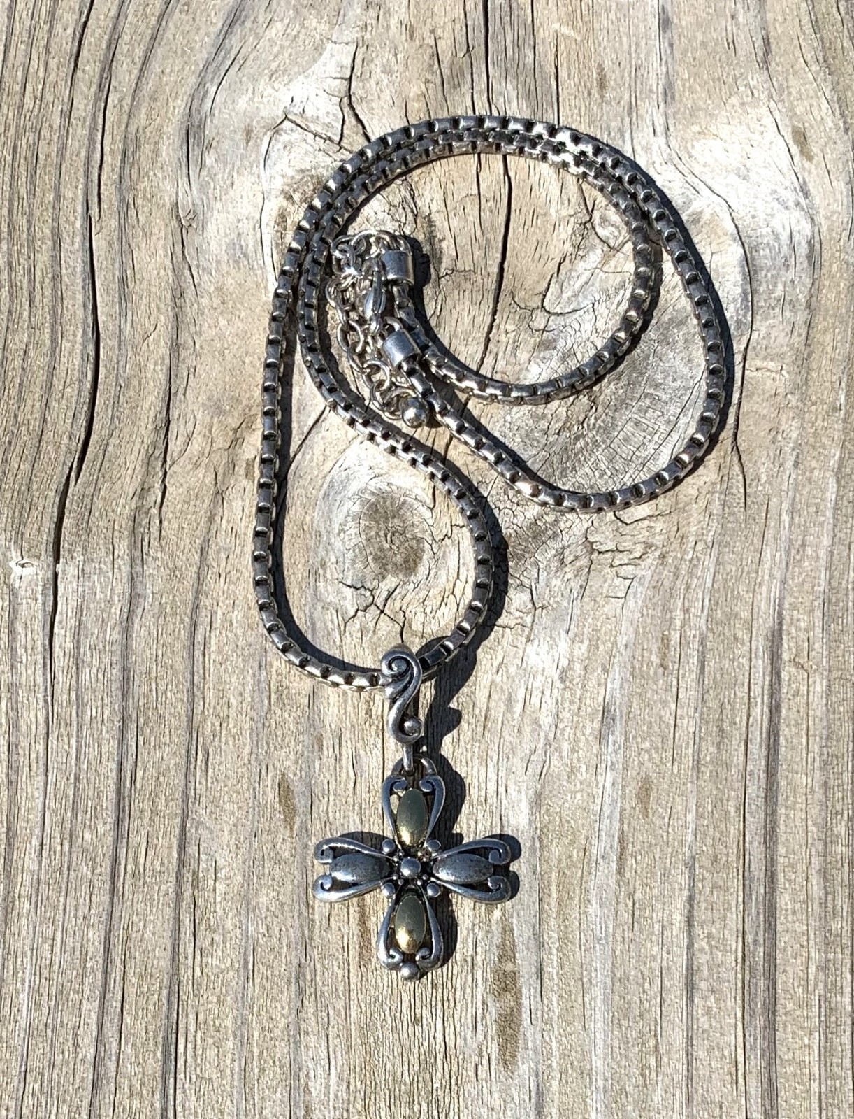 Premier Designs Deborah Silver and Gold Tone Cross Pendant Necklace