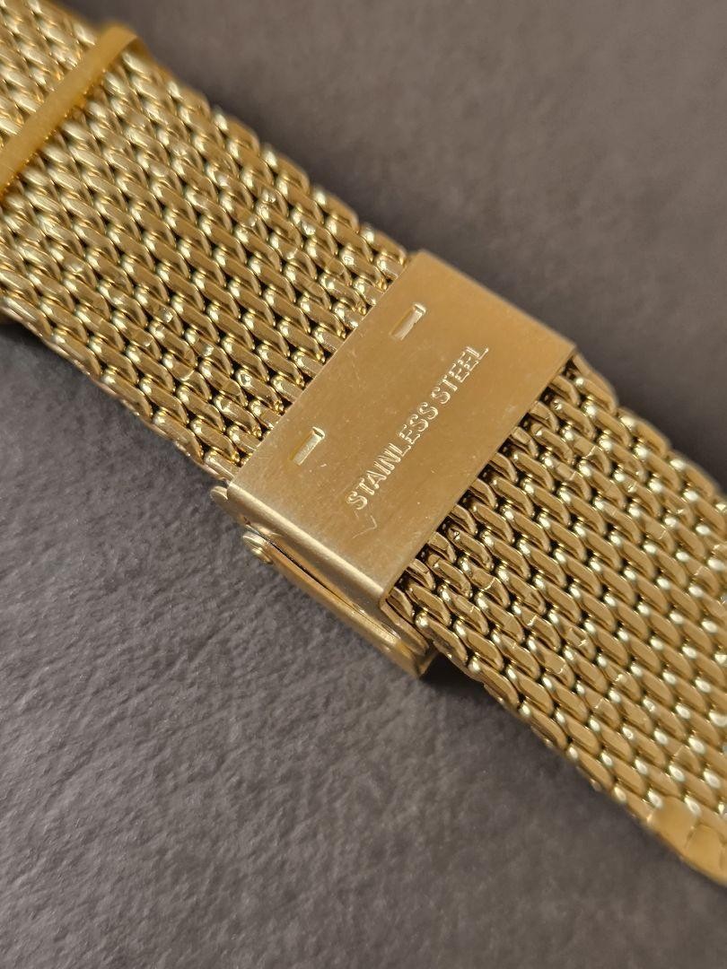 Dolce & Gabbana Bracelet Cuff Bangle Mesh Pattern Gold Logo Length: 9 in.