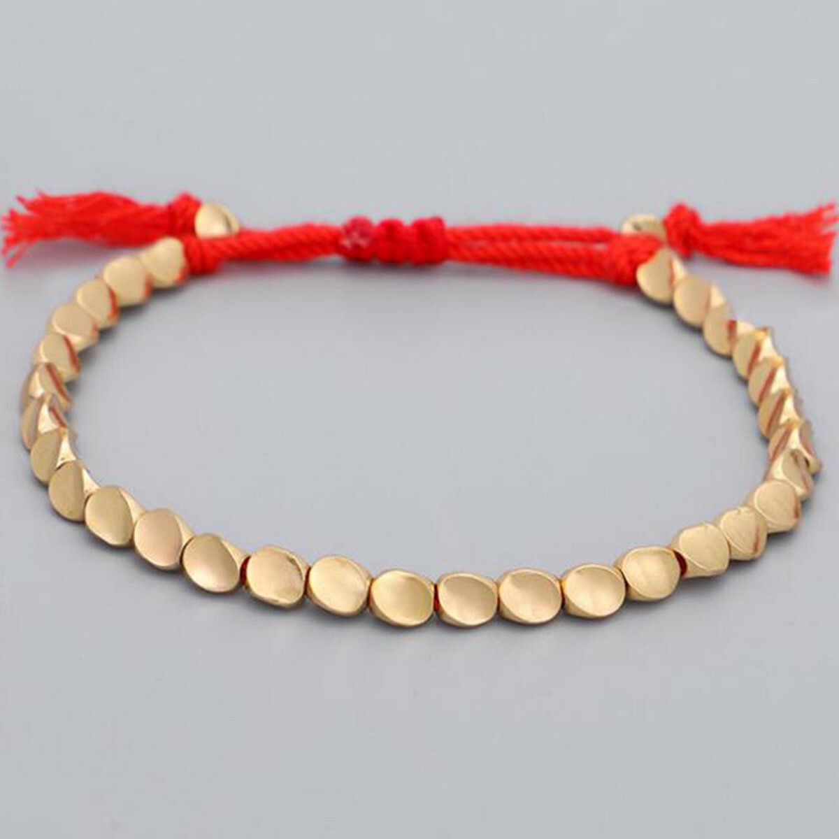 3PCS Tibetan Buddhist Braided Handmade Copper Beads Bracelet Lucky Rope Bangle