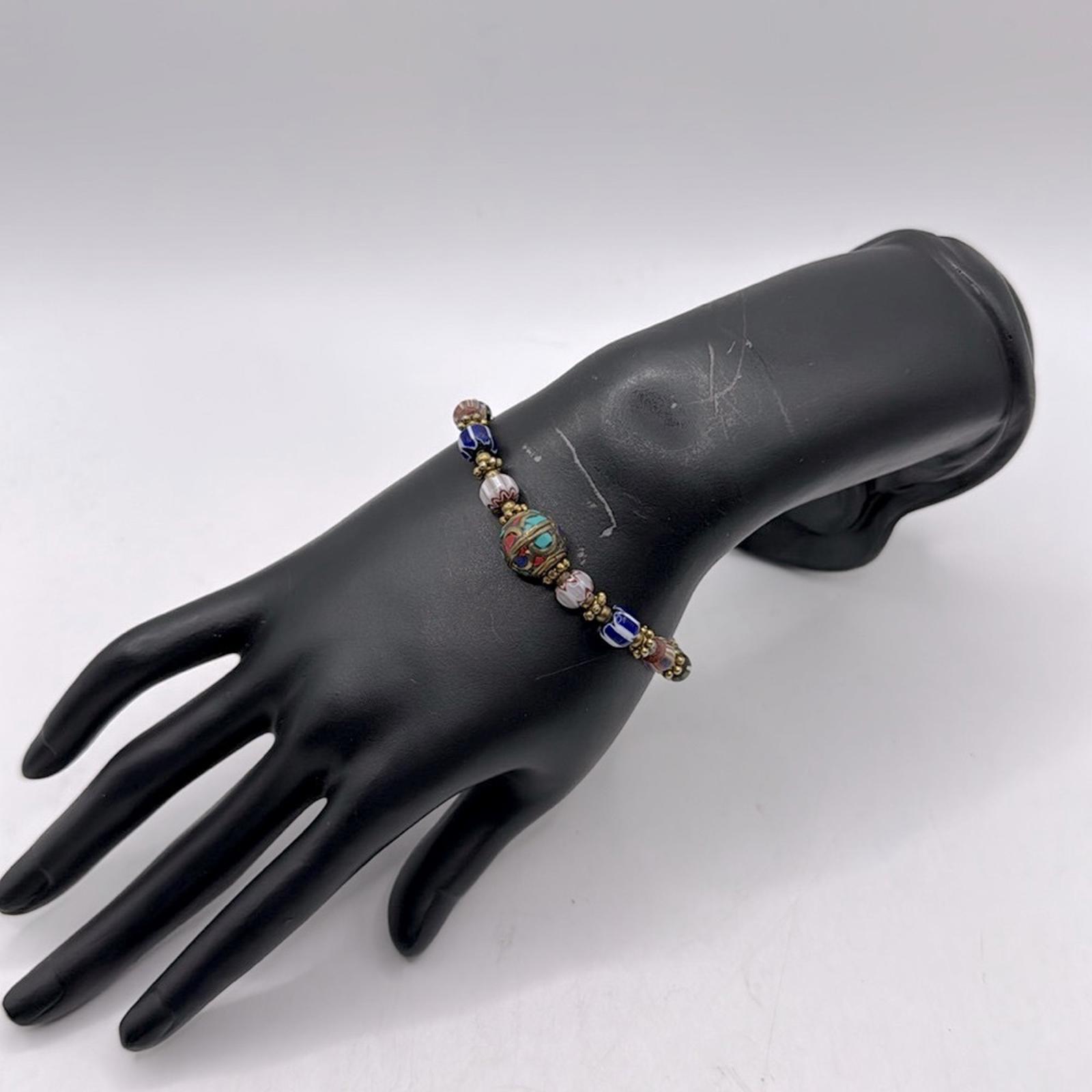 Vintage Nepal African Bracelet Artisan Beads Tibet Colorful Jewelry