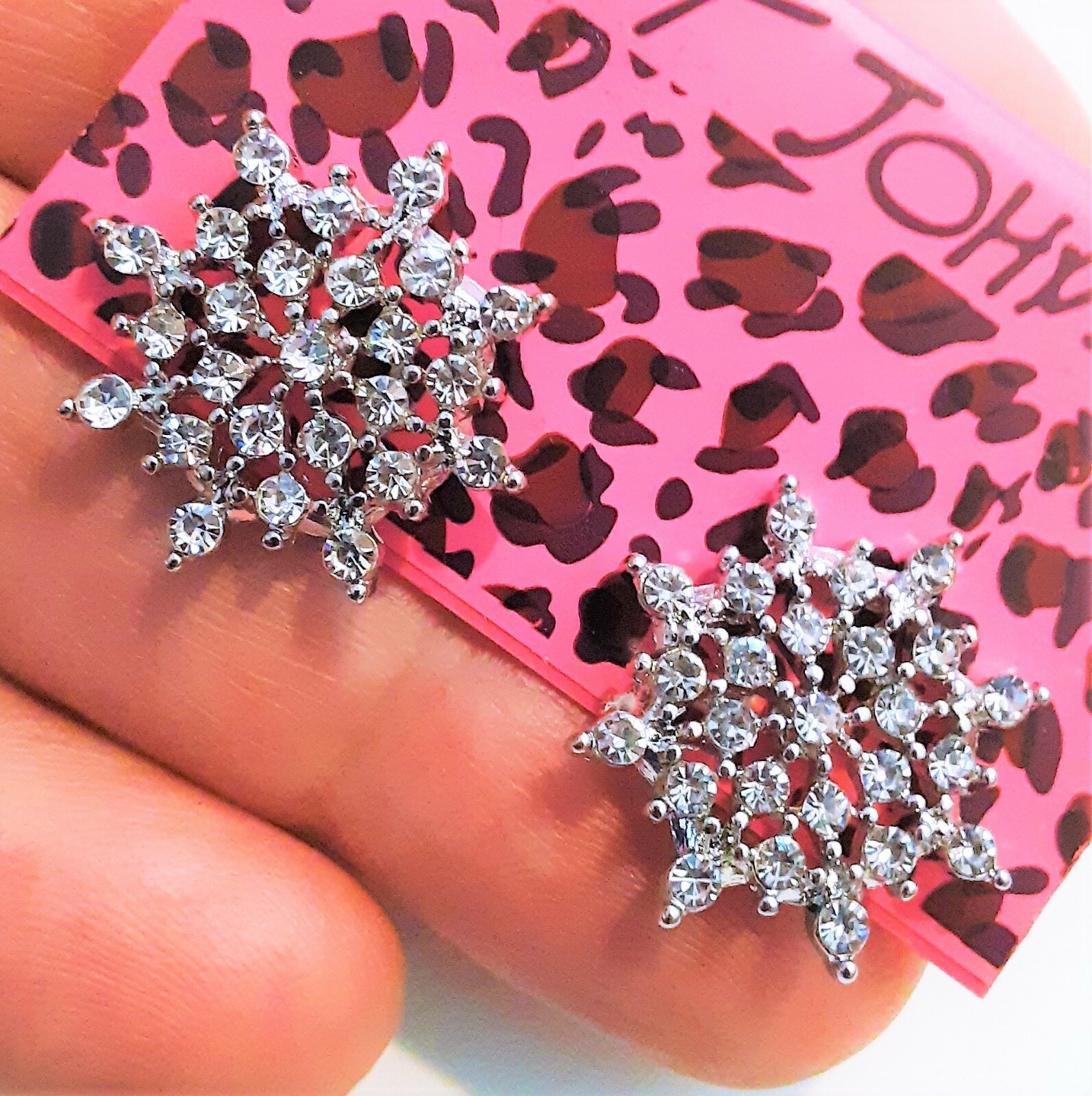 Sparkling STAR Rhinestone SNOWFLAKE Merry Christmas Betsey Johnson Earrings qt+2