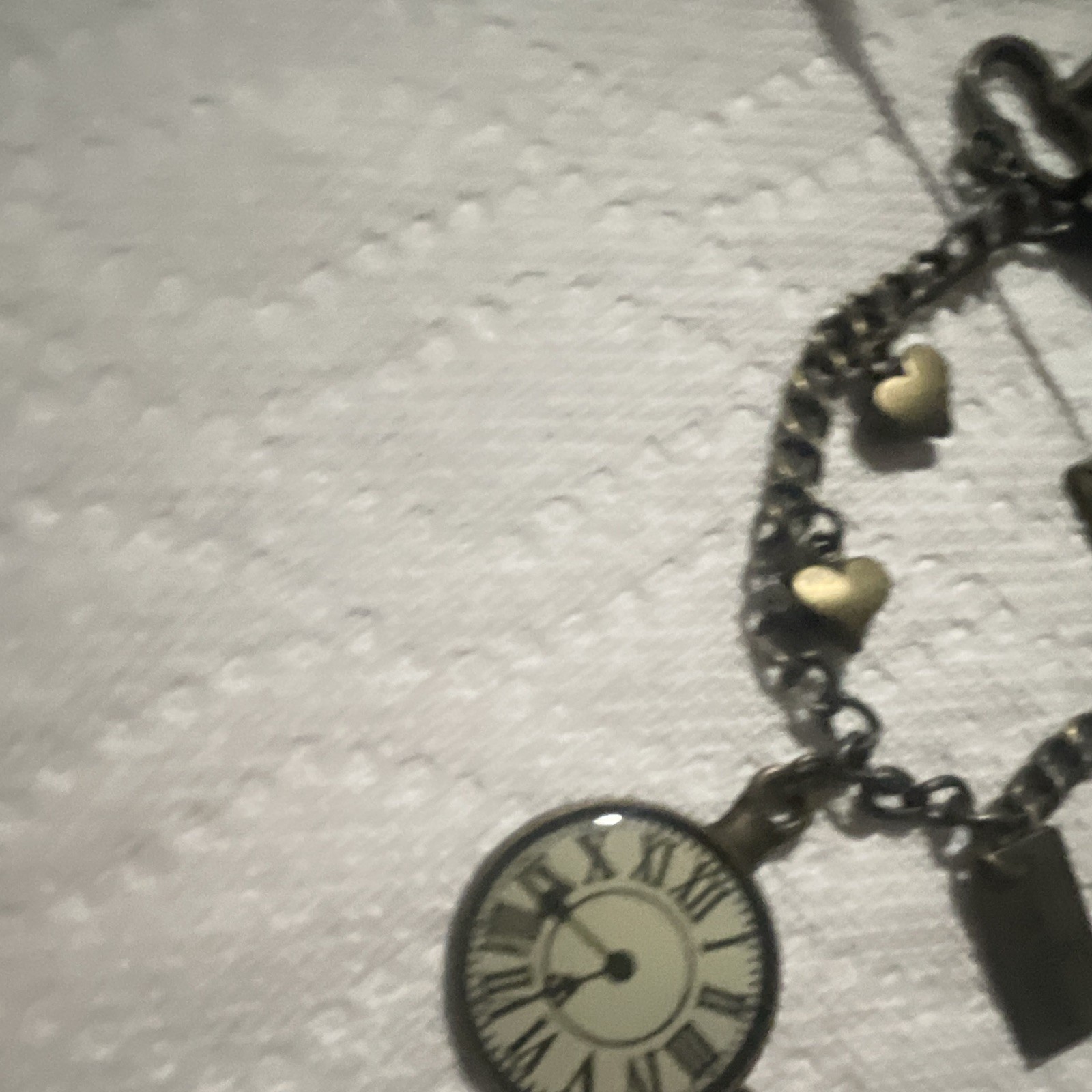 Time Turner Bronze Tone Steampunk Charm Chain Bracelet Clock Key Heart Lobster