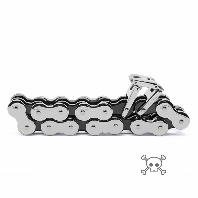 Black Silver Tone 18mm Stainless Steel Motorcycle Bike Chain Link 9 in Bracelet
