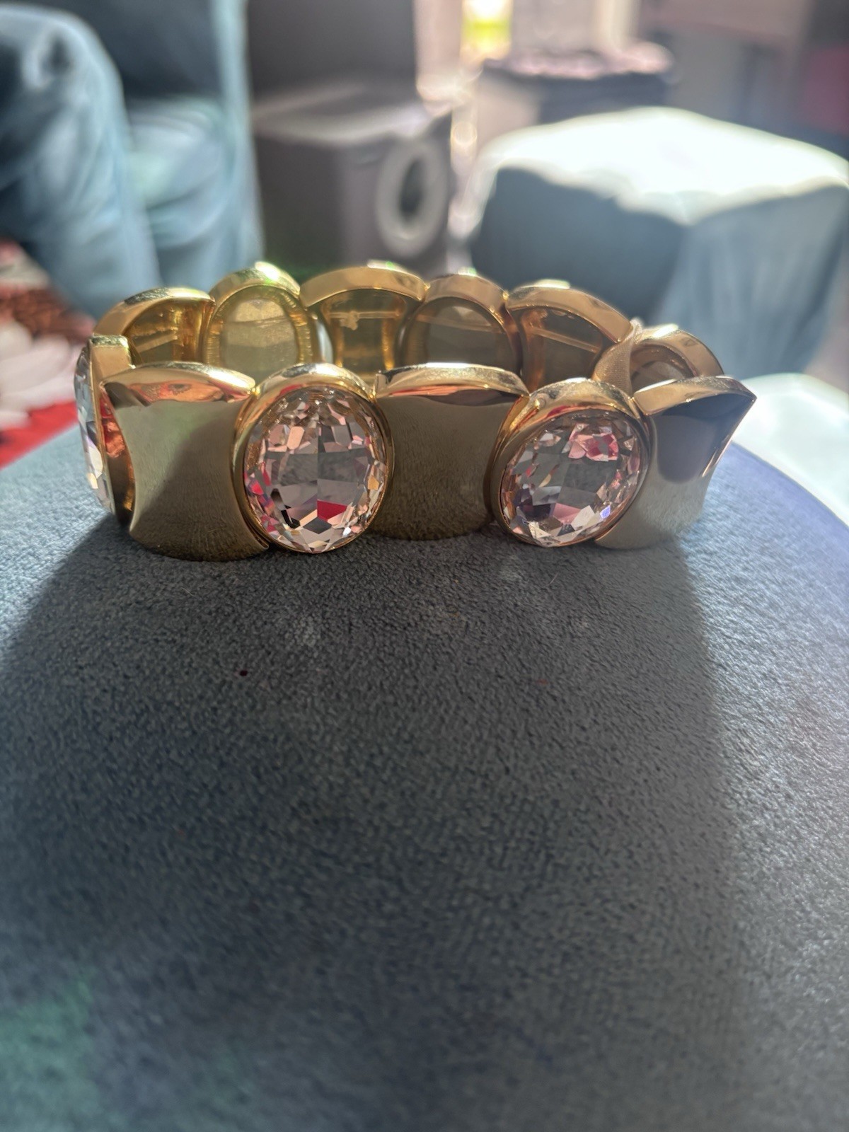 Gold Stretchy Bracelet W Gemstones