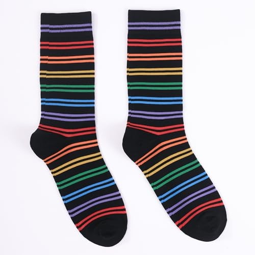 Funny Socks for Men and Women,Mens Novelty Socks Fun One Size Rainbow Stripe