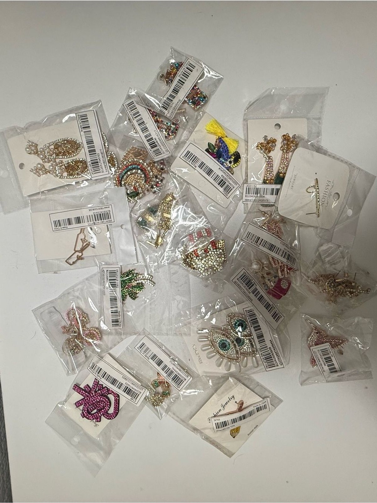 Fashion Jewelry Multicolor Crystal Brooch Lot – Pink, Blue, Green, Gold