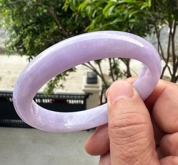 Natural Grade AAA Ice Lilac Lavender Burmese Jade jadeite bracelet bangle 60.5MM