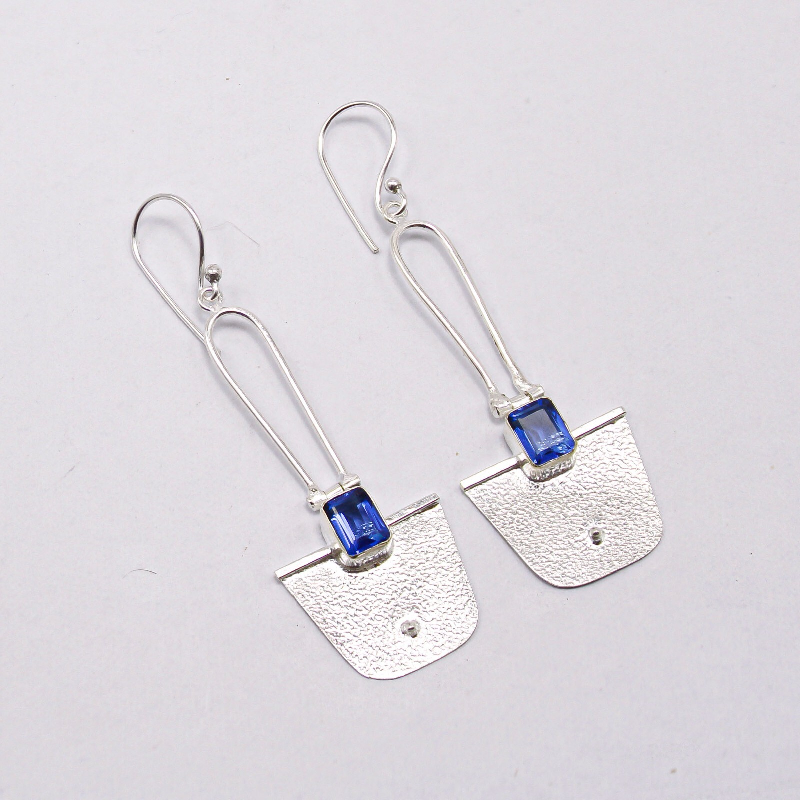 Tanzanite Gemstone Sterling Silver Jewelry Handmade Earrings 2.2” Gift For Her
