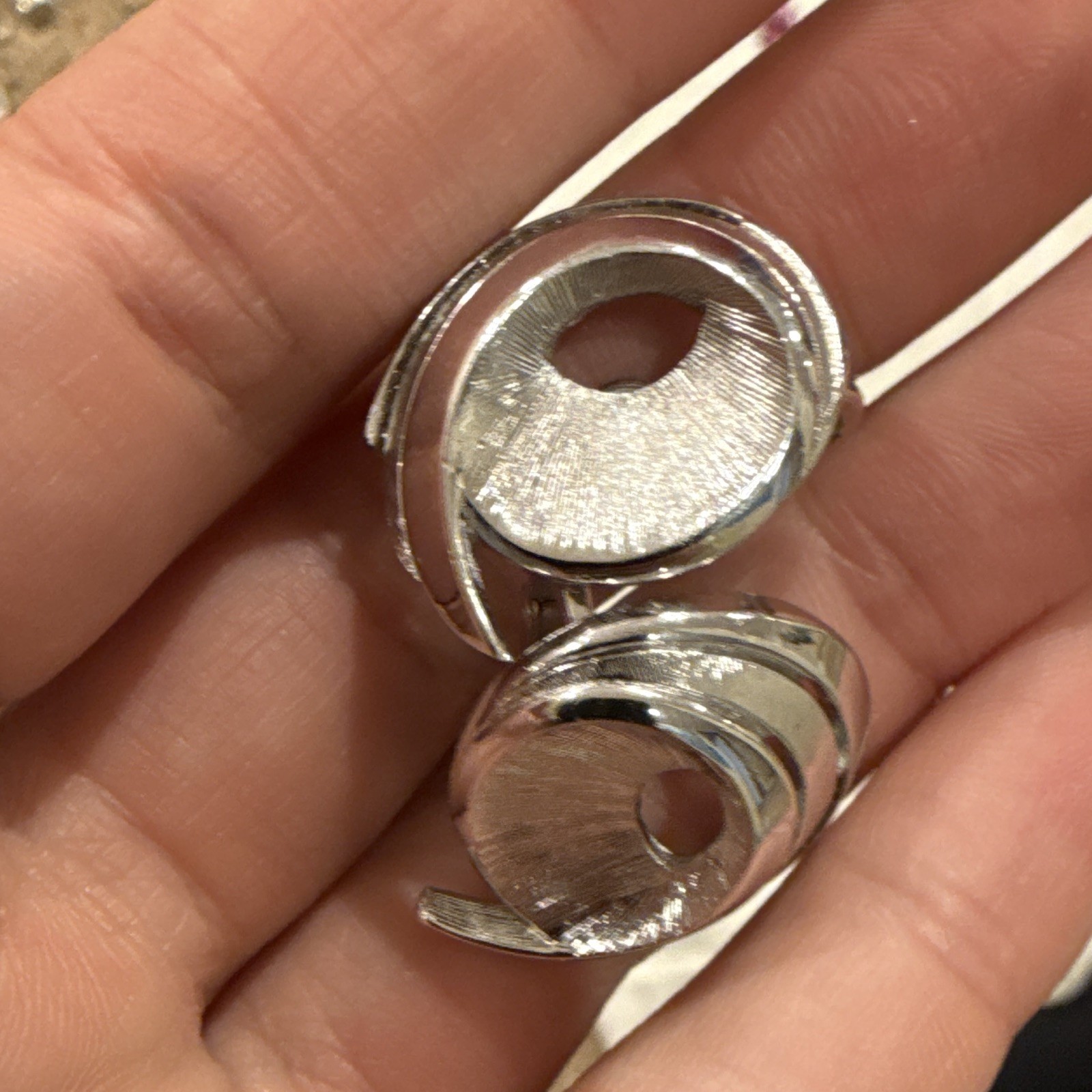 Trifari Silver Tone Round Swirl Clip-On Earrings