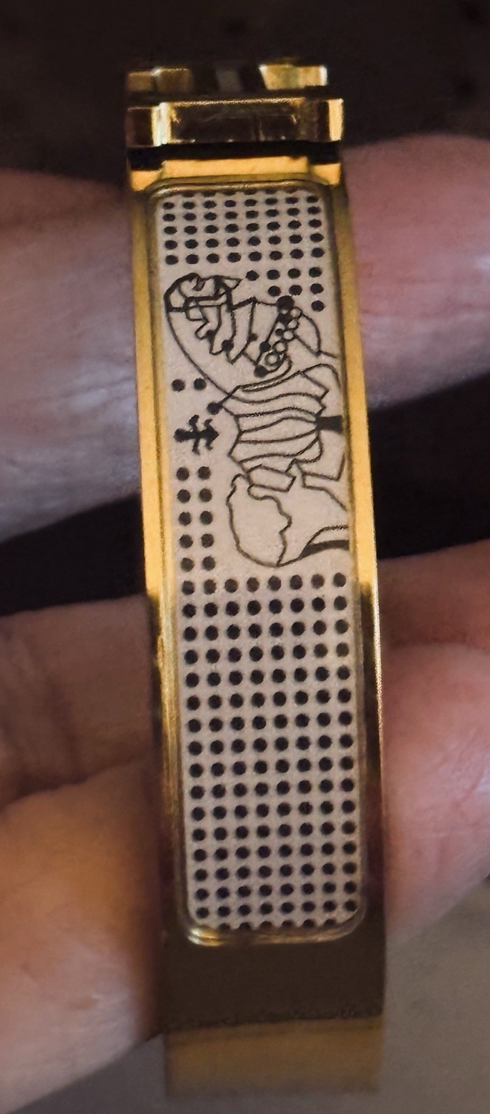 Hermès Inspired Enamel H Bracelet Gold Tone Geometric Bangle