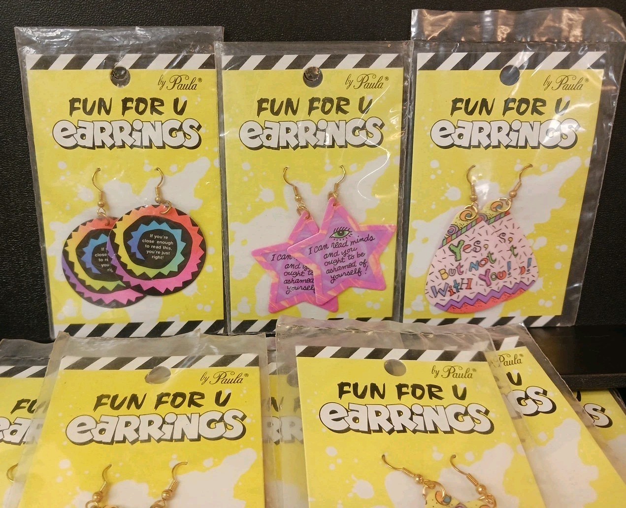 Fun For U by Paula Earrings Lot (19) Vintage 1990’s Novelty Jewelry – New NOS