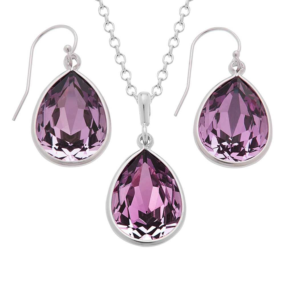 Nirano Collection Pink 925 Silver Jewelry Set Made with Crystals