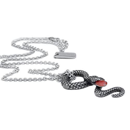 Snake Necklace Stainless Steel necklace pendant with Red Agate By Controse