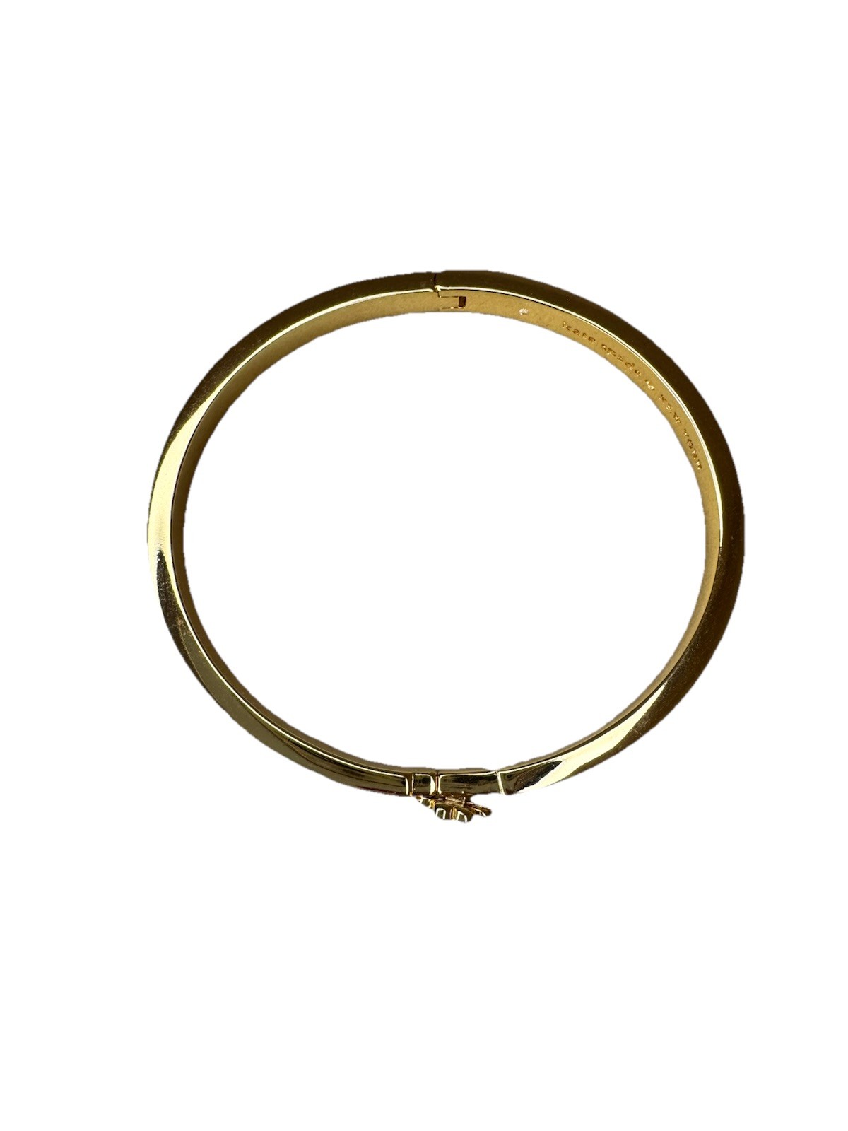 New Kate Spade New York Clover Green & Gold Hinged Bangle 7 Inch Gold Clasp
