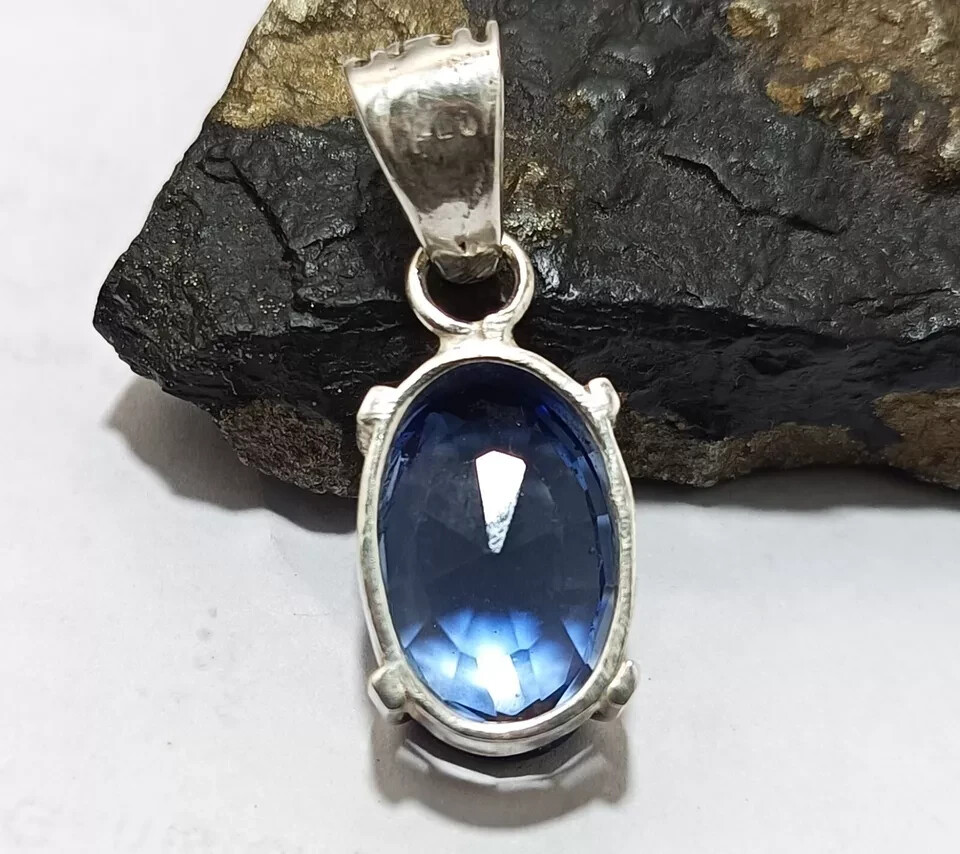 Certified 28.45 Ct Natural Blue Sapphire Oval Cut 925 Silver Pendant Gemstone