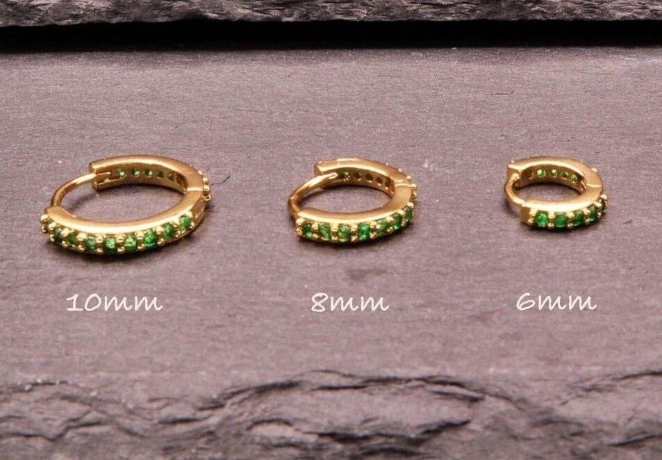 Gold Green Cubic Zirconia Gold Platinum Rose Gold Earring Lobe Helix Cartilage