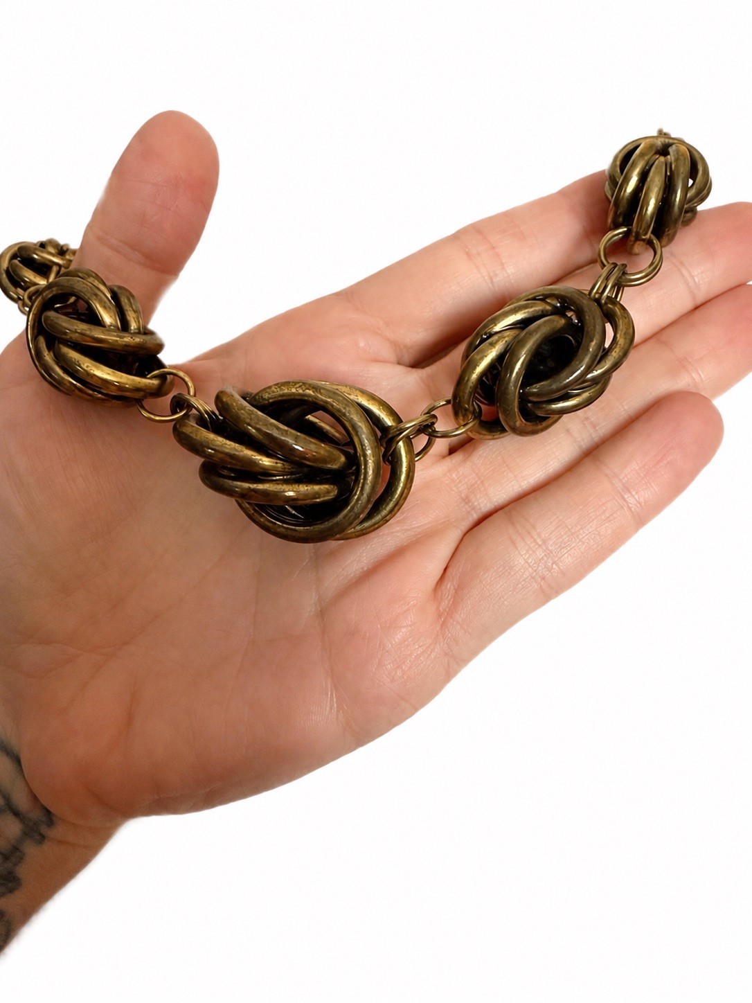 Bronze Tone Vintage? Infinity Unique Statement Necklace 18-20.5 Inches