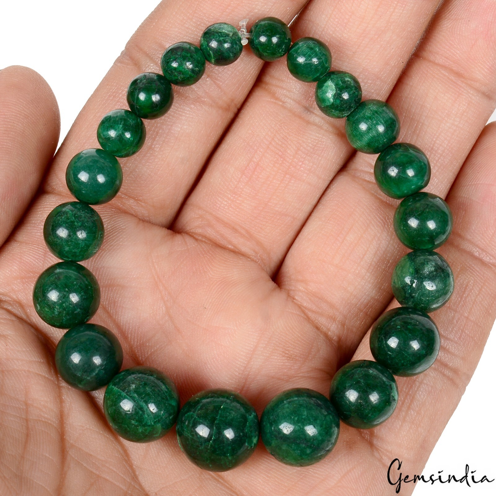 7″ Natural Green Emerald Stretch Bracelet 7-13mm Beads Healing Crystal Gifts
