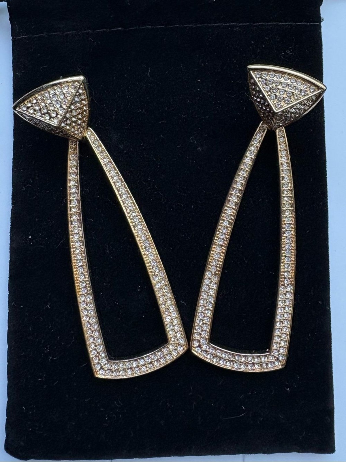 House of Harlow 1960 Gold Earrings- Crystal Geometric- Glam Retro Statement