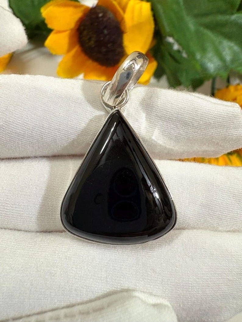 Natural Black Tourmaline Pendant 37.15Ct 925 Silver Crystal Jewelry