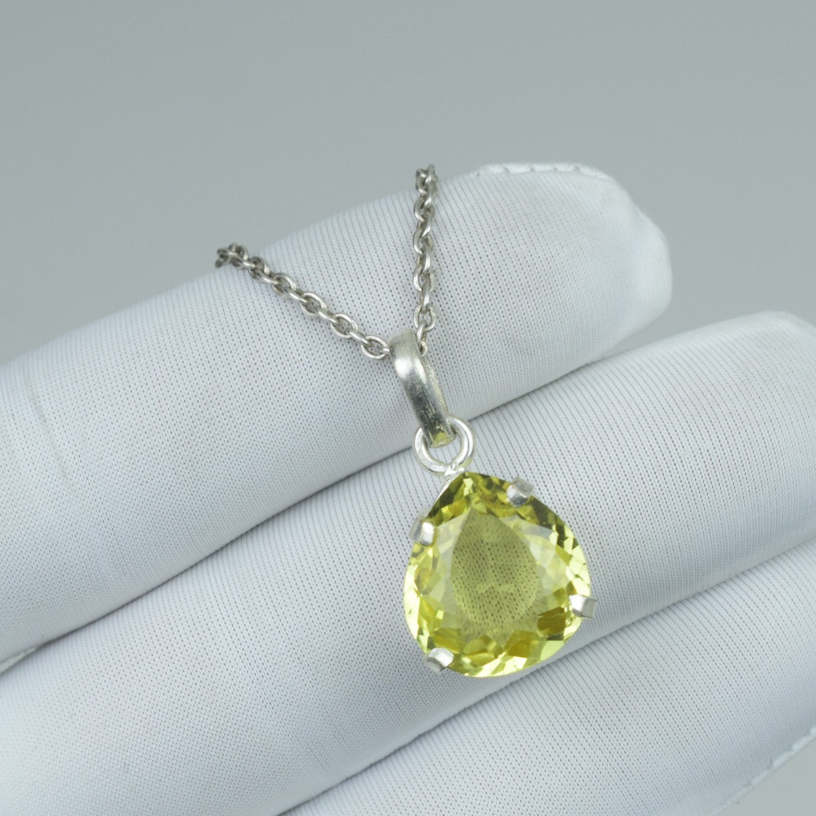 Beauty Yellow Sapphire Necklace Jewelry, 925 Sterling Silver Pendant,