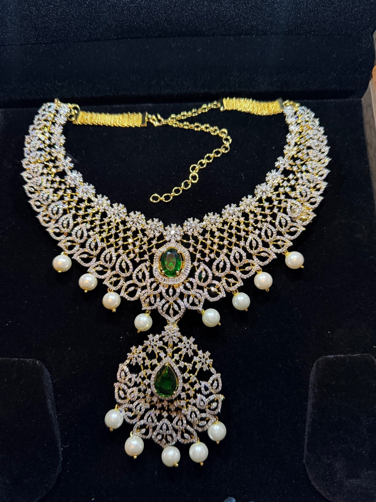 Sneha Rateria necklace diamond 5A cubic Zirconia 92.5% silver w/ gold polish