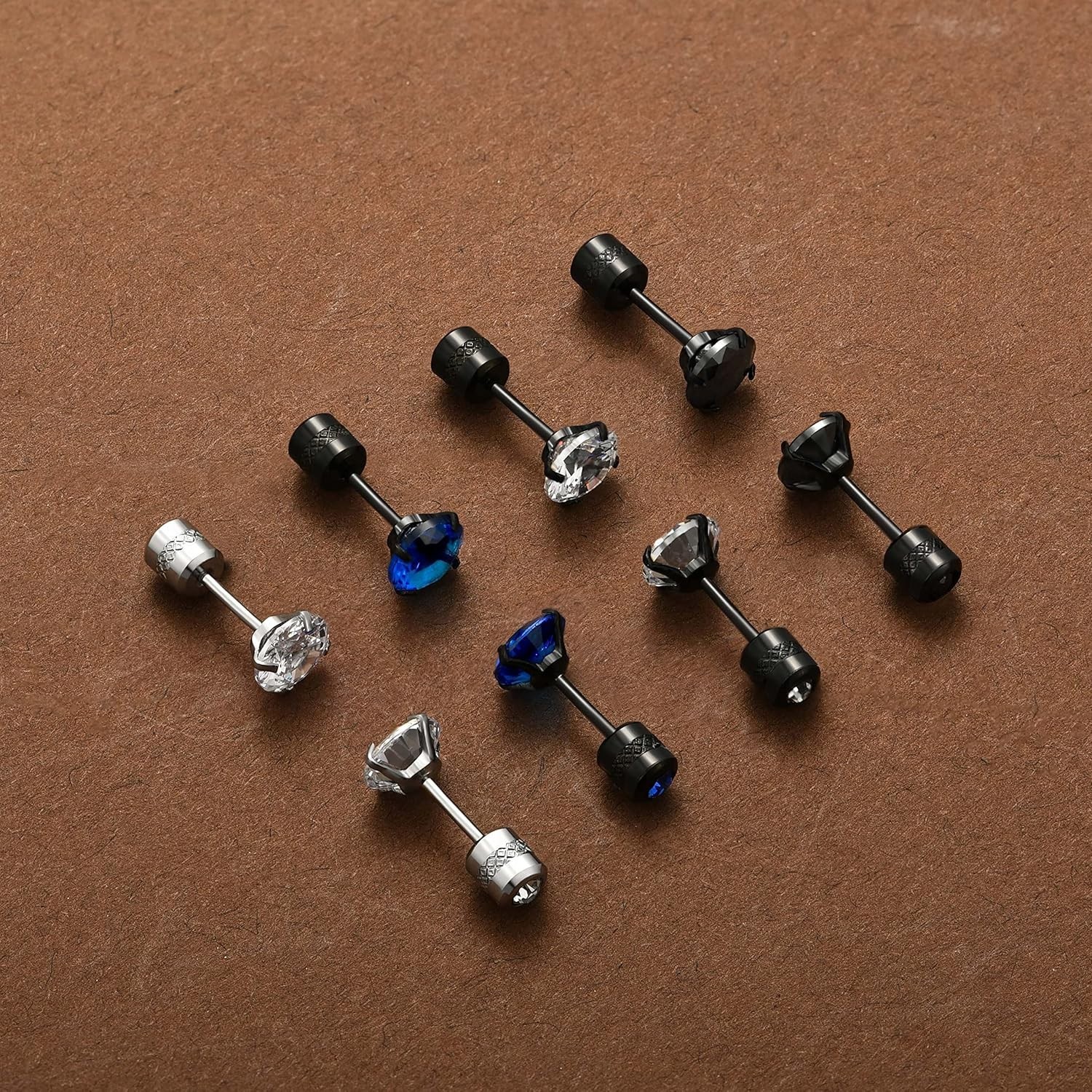 SIISPRI 4 Pairs Titanium Screw Back Surgical Stainless Steel Stud Earrings