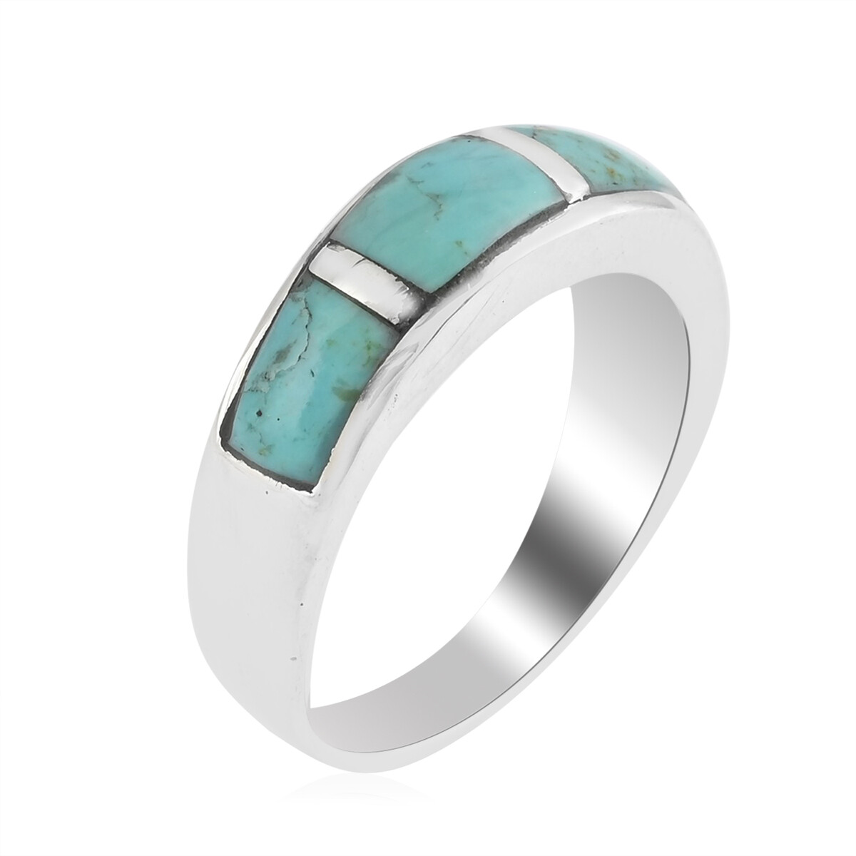 SANTA FE Style Turquoise Fashion Ring in Sterling Silver 1.00ctw Size 8