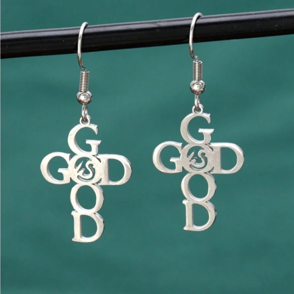 “God is Good” stainless steel jewelry Set – necklace, earrings, bracelet