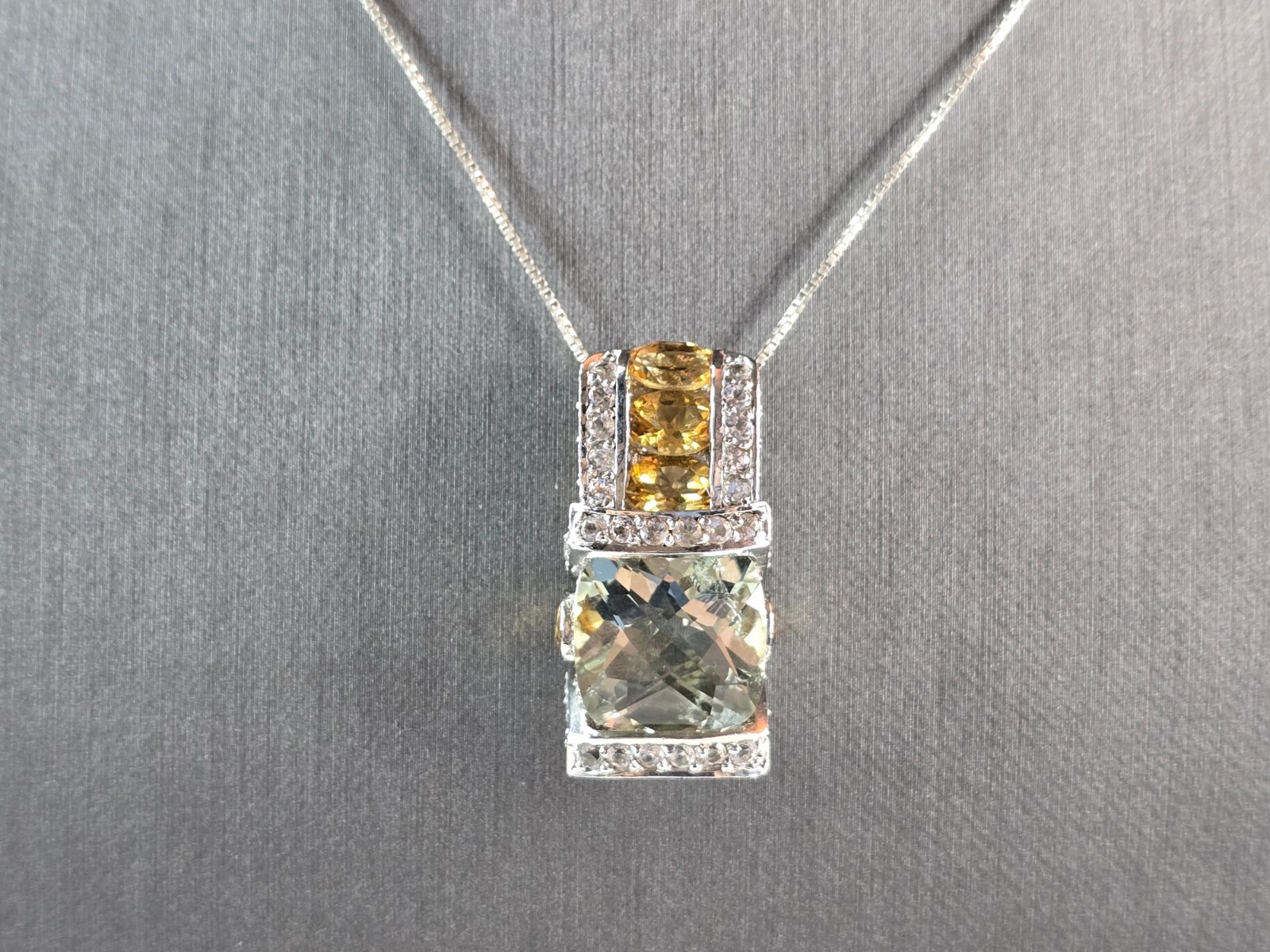 Womens Vintage Estate Sterling Silver Modernist Pendant & Necklace 12.0g E1579