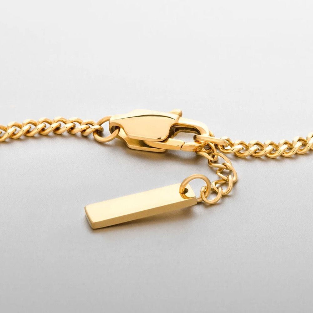 2 Colors Men Women 18K Gold Plated Cuban Curb Chain Bracelet Bangle 3 Lengths
