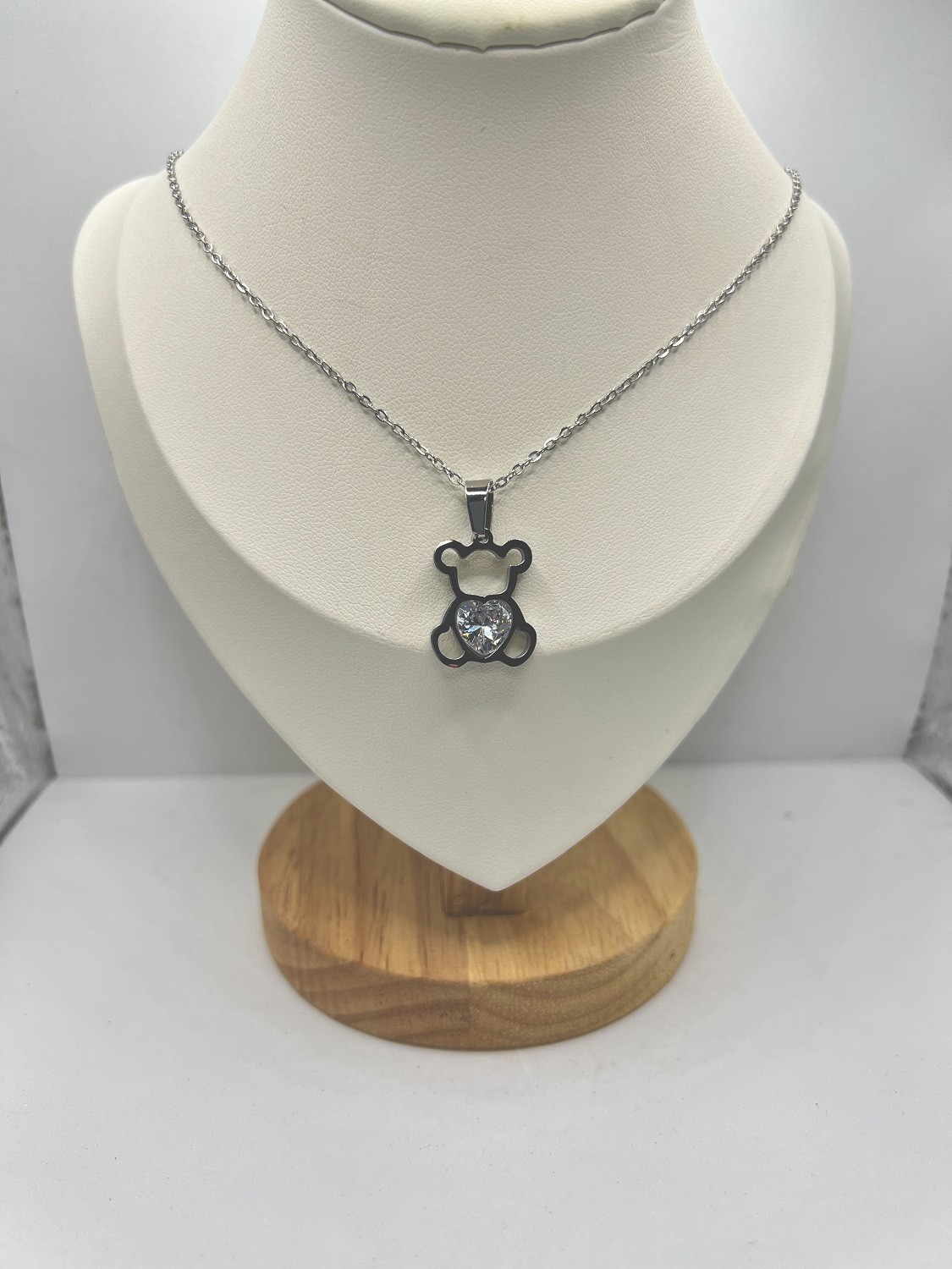 Love Bear Chain Necklace with Cz