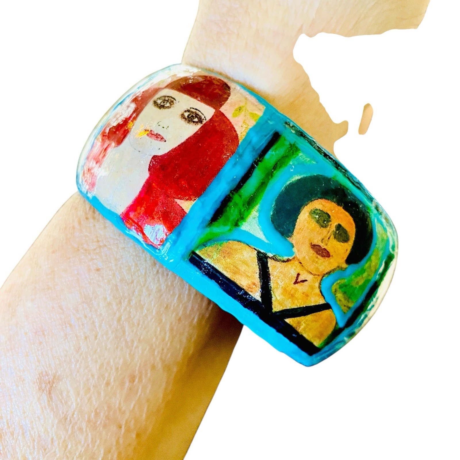 Handmade Artist L.eeGodie By Julie Decoupage Bangle Bracelet