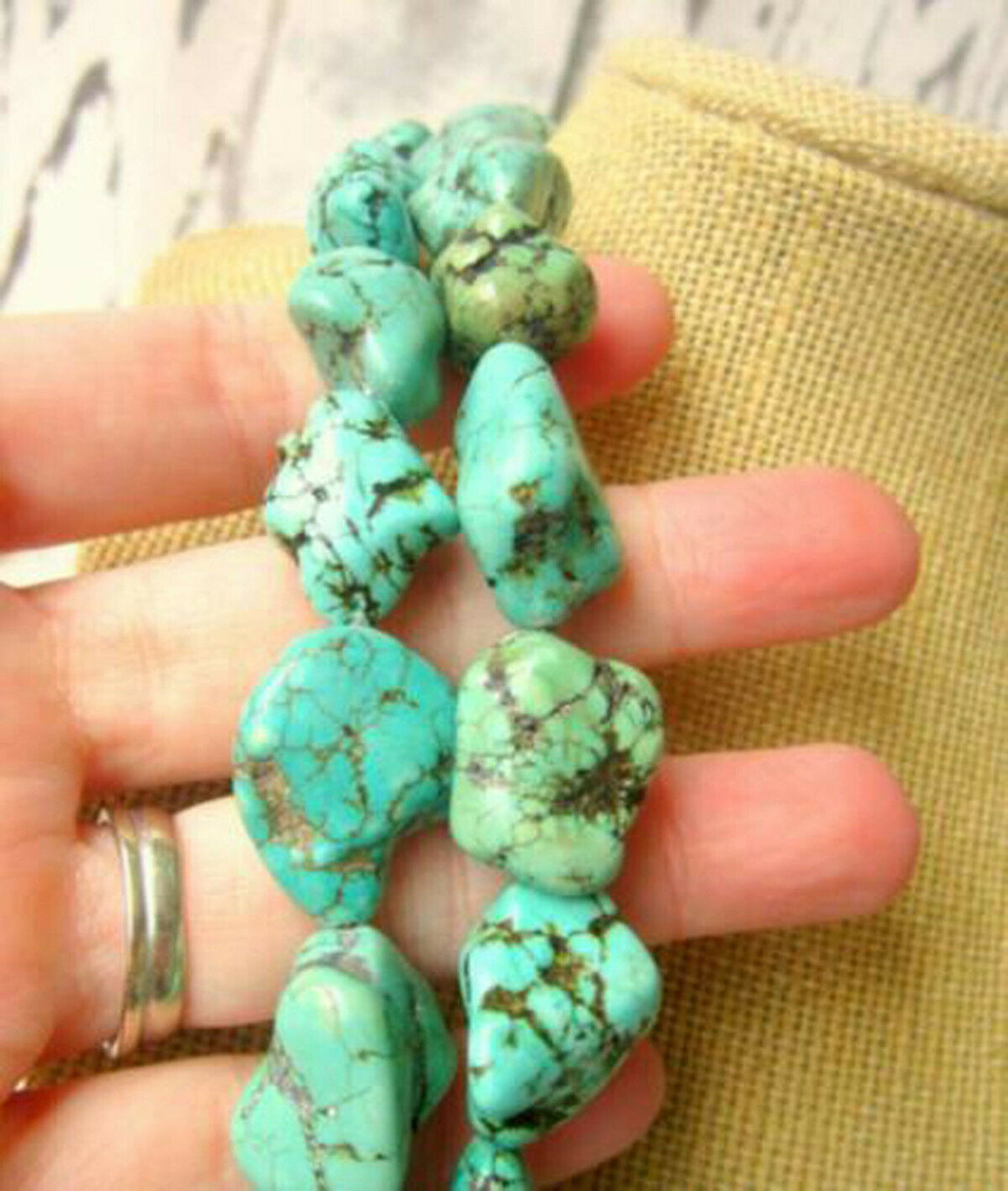 Huge Natural Green Turquoise Gems Boho 10x14mm Chunky Jewelry Beaded Necklace