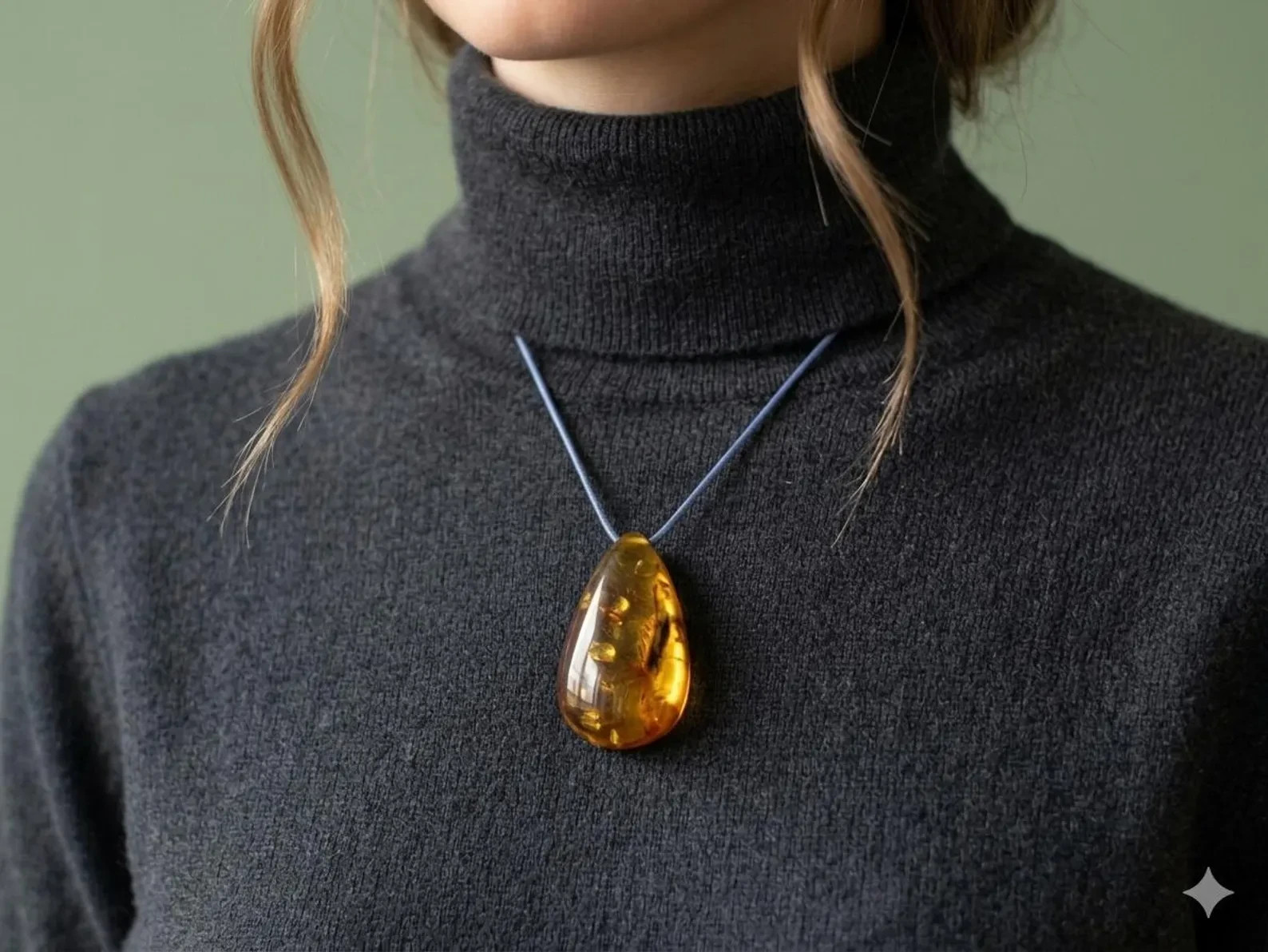 46mm Baltic Amber Pendant Cognac Scenic Inclusions Collector Statement B1413