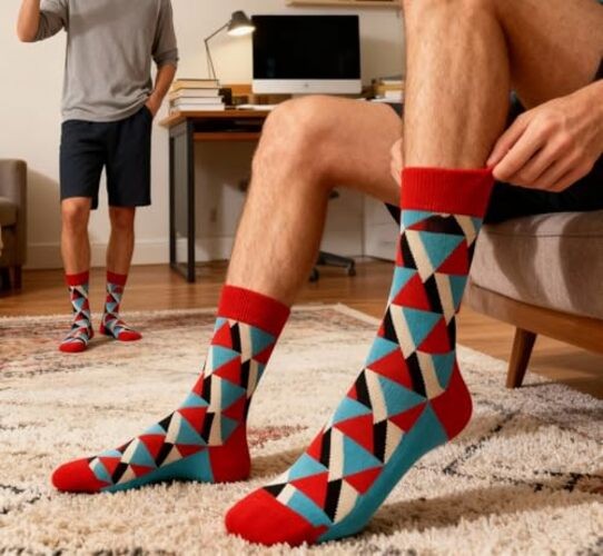 Funny Novelty Socks for Men Women Colorful Funky Cotton Crew 6-12 Caihongse