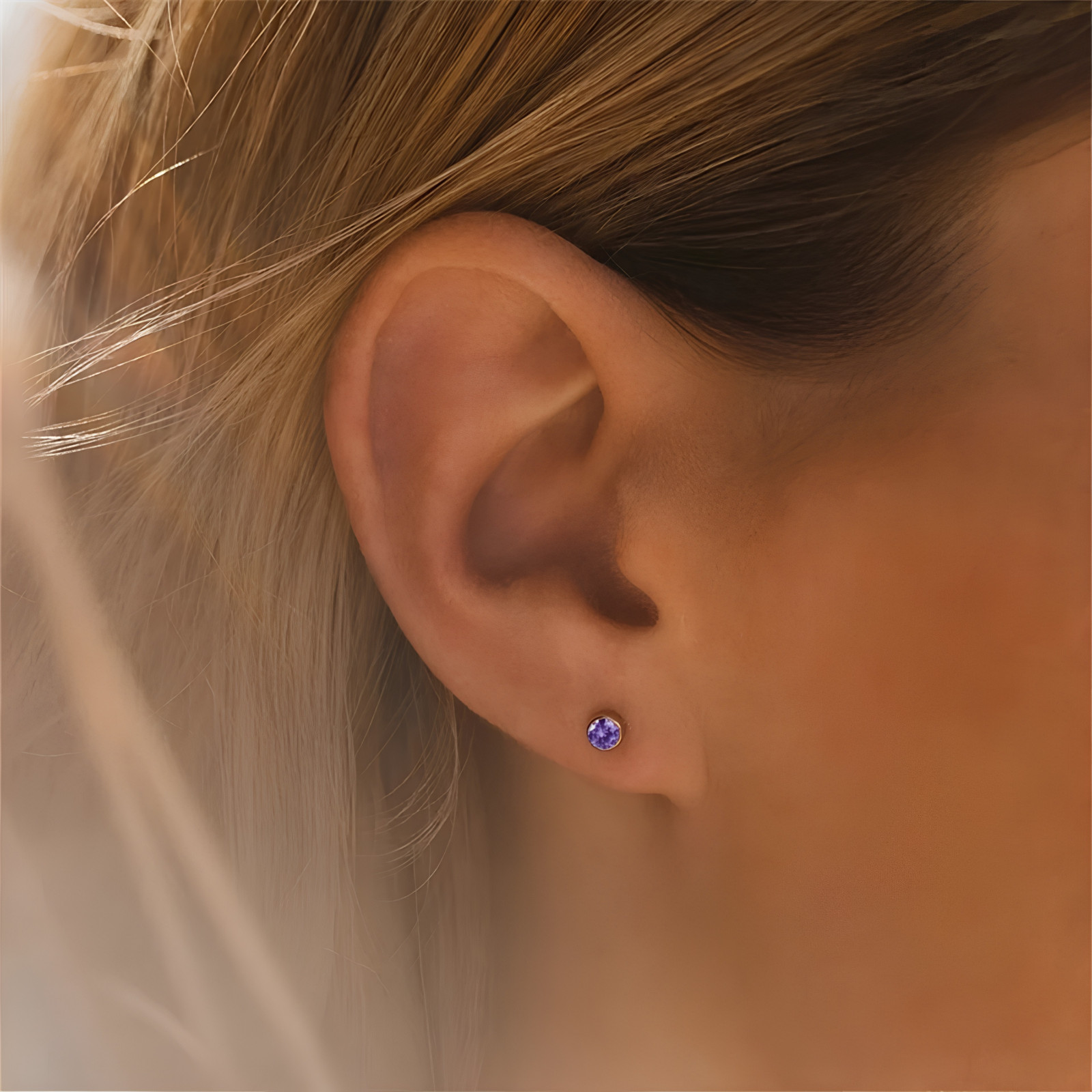 Birthstone Stud Earrings Stainless Steel Push Back CZ Women Girls Gift 12 Month