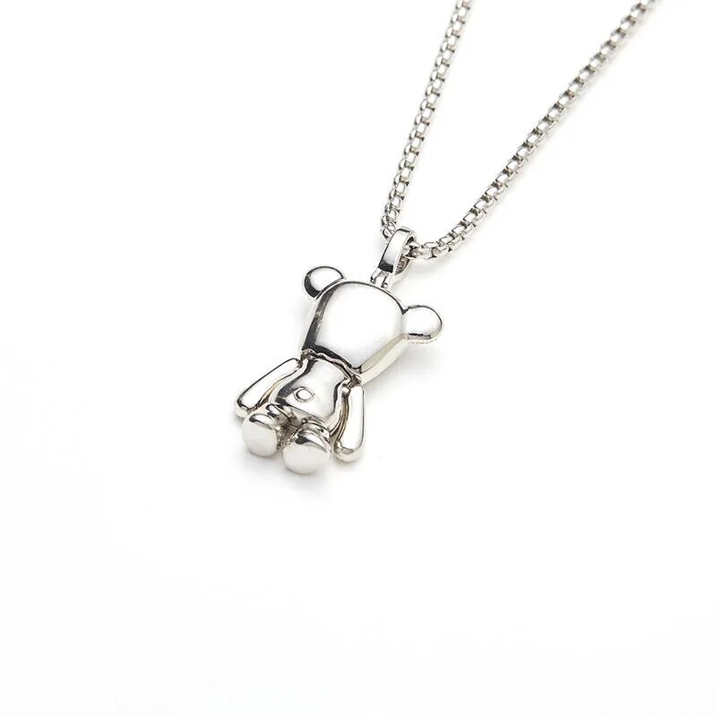 Fashion Teddy Bear Pendant Titanium Steel Necklace with Chain Unisex Decorations
