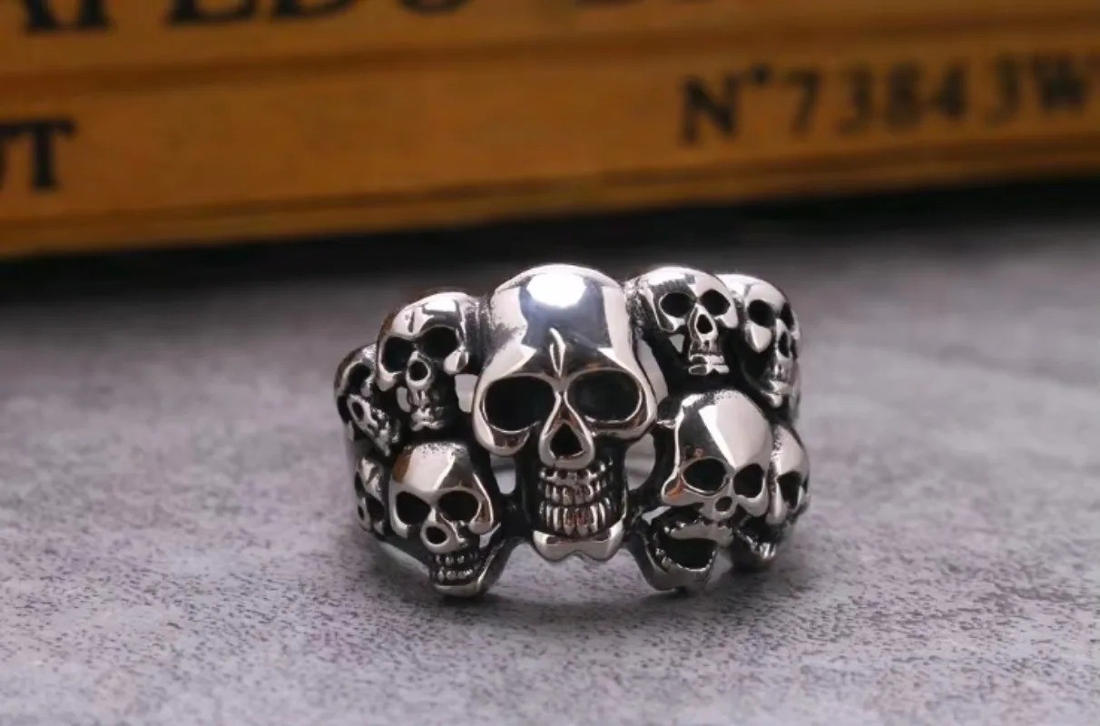 Skull Head Statement Ring for Men Gothic Punk Jewelry New