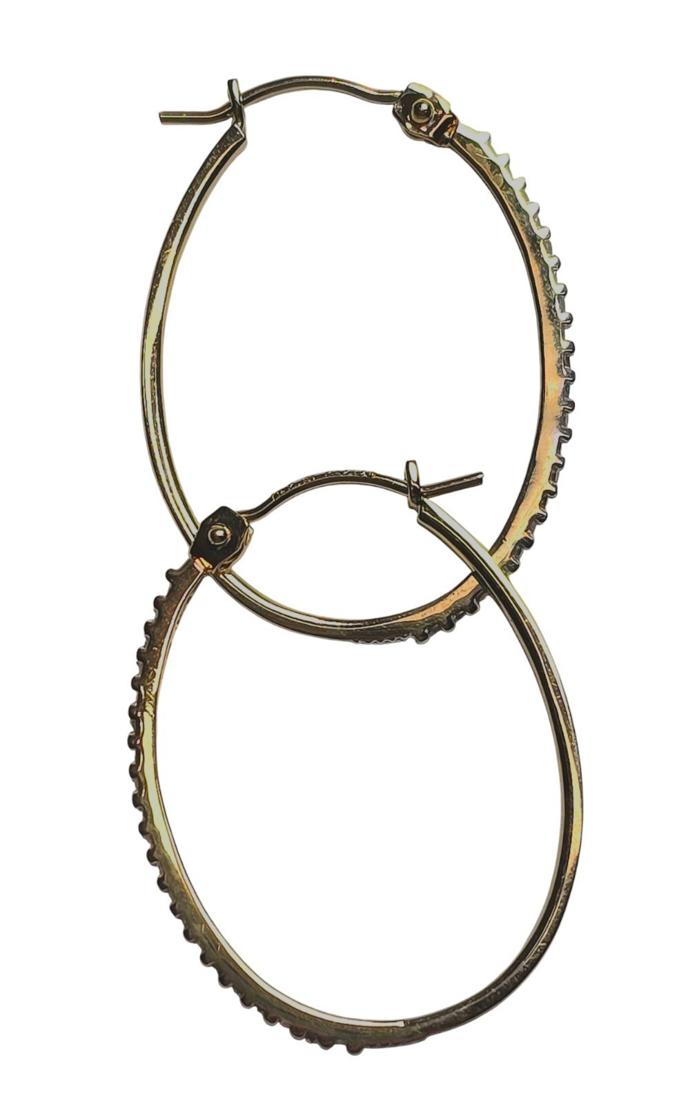 14K Yellow SILVER .20 TCW CREATED Diamond Hoop Earrings 6 Grams