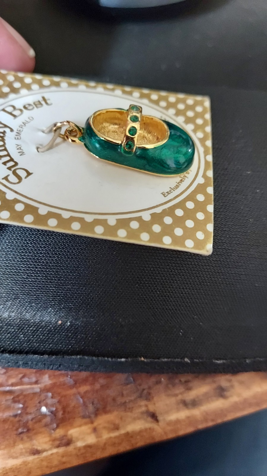 Roman Inc 1″ Charm Itty Bitty Baby Green Mary Jane Shoe Rhinestone Jewelry NWT