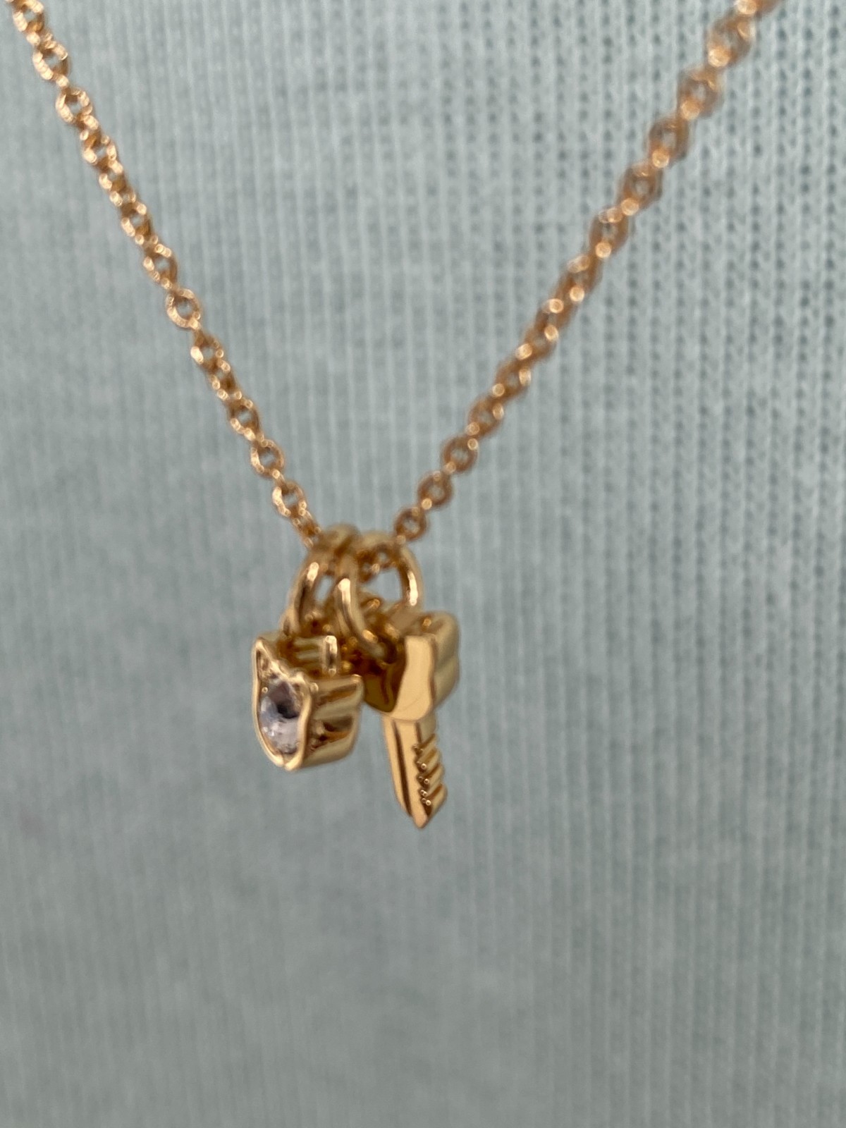 Karl Lagerfeld Mini Choupette Lock & Key Charm Necklace w/Crystal from Swarovski