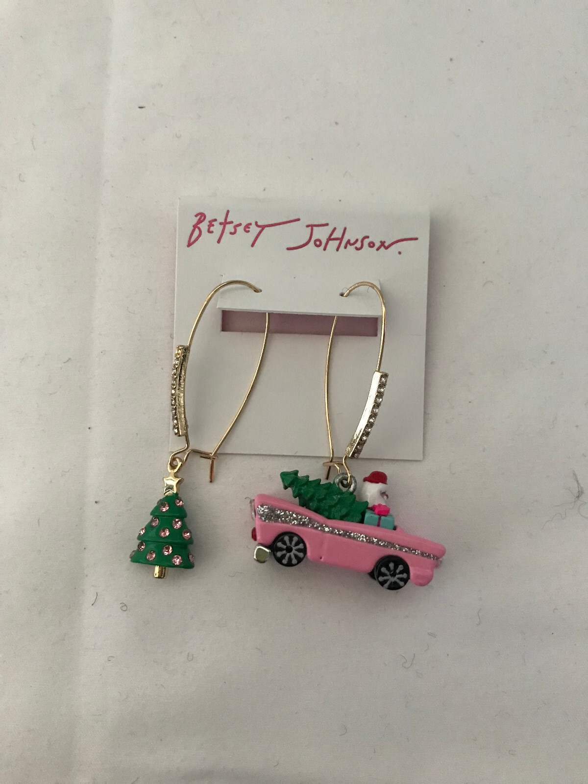 Betsey Johnson Christmas Tree Reindeer Snowman Statement Necklace Earrings New