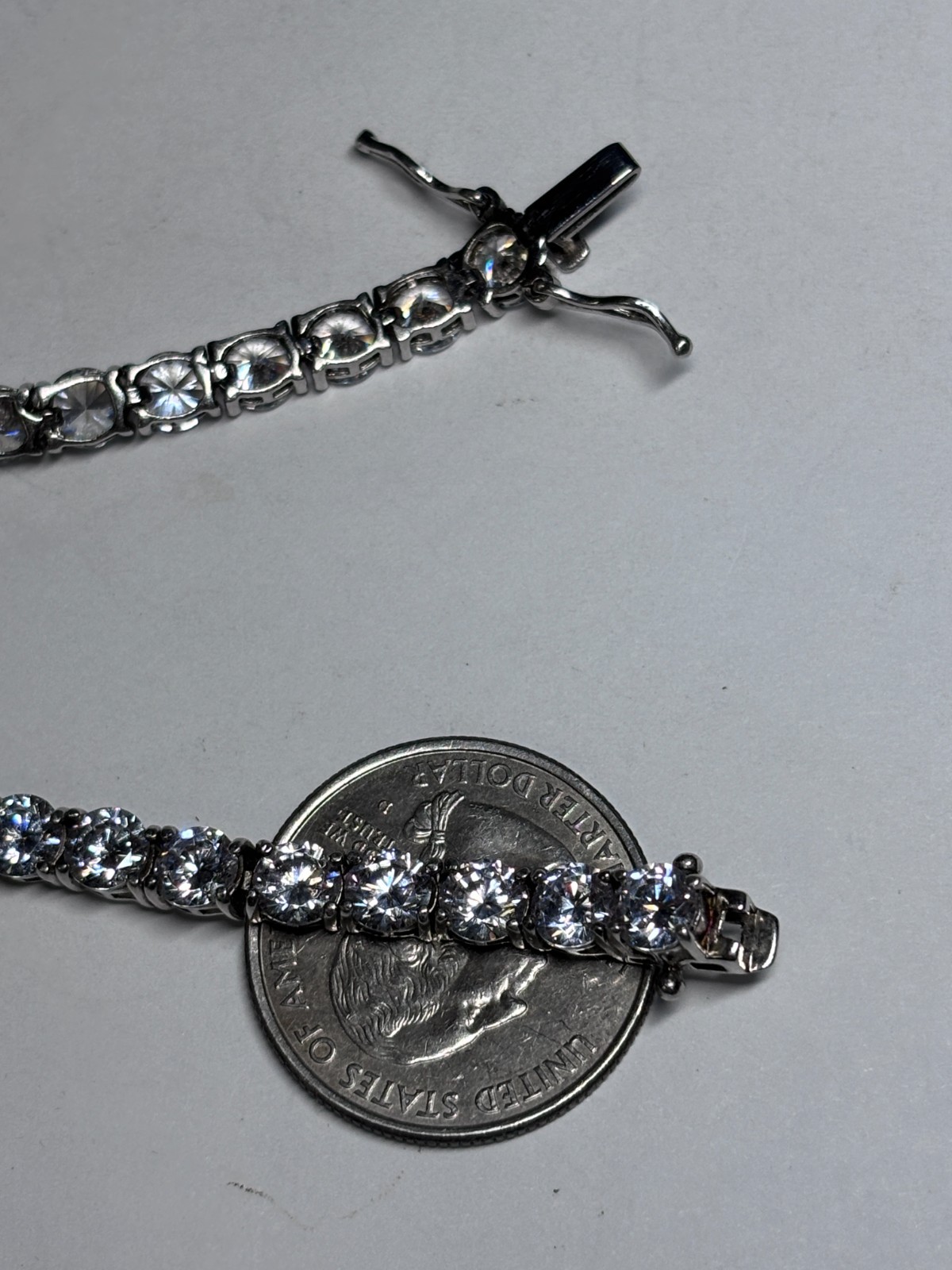 Sterling Silver Round Cut CZ Tennis Bracelet 15.7g 8.5in